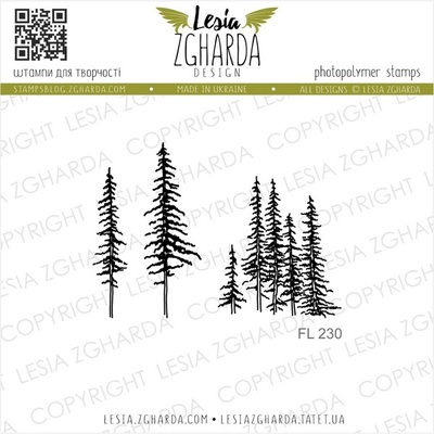 Акриловый штамп Lesia Zgharda FL230 Carpathian Pines, 3 шт., размер набора 10х10 см