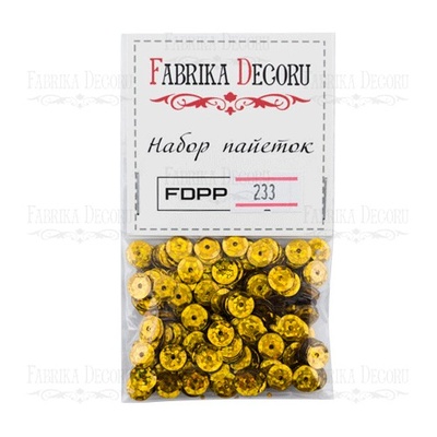 Набір паєток - 233, розмір 8 мм, кружочки, колір золото, ТМ Фабрика Декору