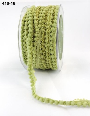 Тасьма з помпонами Mini Pom Pom, розмір 10 мм, колір оливковий, 90 см