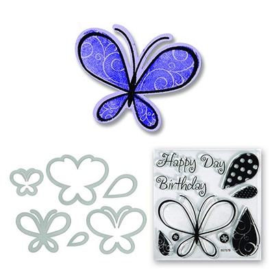 Набір ножів для вирубки з штампиками Sizzix - Framelits Die Set 6PK w/Stamps - 6 шт.