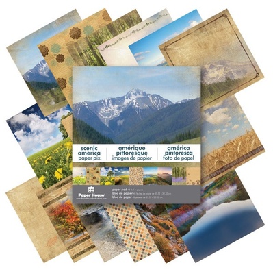 Набір одностороннього скрап-паперу (Paper House) Scenic America Paper Pad, 20,3x20,3 см, 48 шт