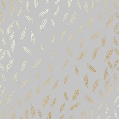 Аркуш одностороннього паперу з фольгуванням Golden Feather Gray, ТМ Фабрика Декору
