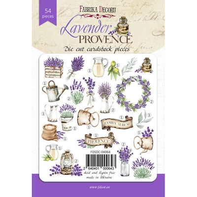 Набір висічок для скрапбукінгу, колекція Lavender provence, 54шт., ТМ Фабрика Декору