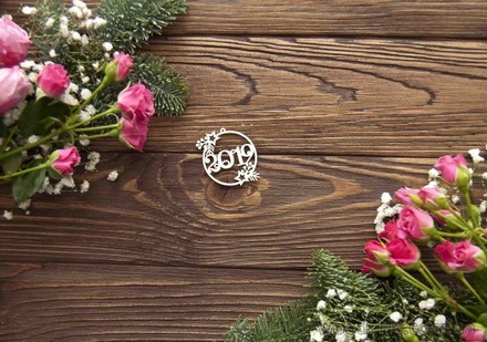 Чіпборд від WOODchic - Новорічна кулька 2019 з зірками, 4.5x4.5см