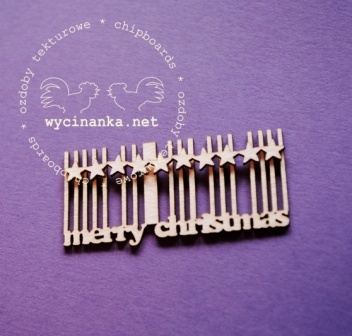 Чіпборд від Wycinanka - напис «Merry Christmas» зі штрихом-кодом, 2,5x5см