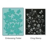 Папка для тиснення і гумовий штамп від Sizzix - TextuRed Impressions Embossing Folder w/Stamp - Floral Wreath Set