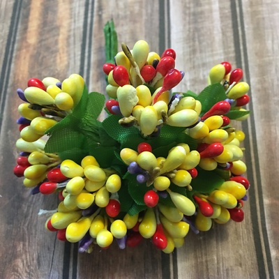 Гілочки з ягідками, колір жовтий, червоний, 12 штук