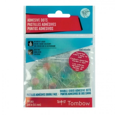Клейові краплі Tombow Adhesive Dots, кольорові, на окремих аркушах, 9,5 мм, 100