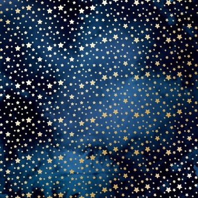 Аркуш одностороннього паперу з фольгуванням Golden stars Night garden,ТМ Фабрика Декору