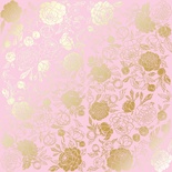 Аркуш одностороннього паперу з фольгуваннями, дизайн Golden Peony Passion Pink, 30,5смx30,5см, TM Фабрика Декору