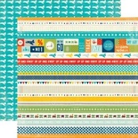 Аркуш скрап-паперу Echo Park - Scoot Border Strips - двосторонній, у літаки 30x30 см
