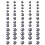 Половинки перлин на клейовій основі Queen & Co - Pearls Silver, 60 штук