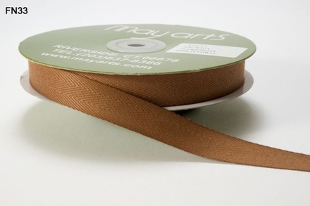 Стрічка Twill - Brown, колір коричневий, ширина 16 мм, довжина 90 см