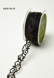 Стрічка - Adhesive Fleur-de-lis Scroll Design — чорна, ширина — 22 мм, довжина 90 см