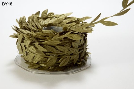 Лента LEAVES, цвет OLIVE, длина листика 12мм, отрезок 90см
