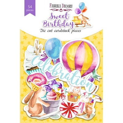 Набір висічок для скрапбукінгу, колекція Sweet birthday 54шт.,ТМ Фабрика Декору