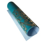 Відріз екошкіри з тисненням золотою фольгою Golden Butterflies Turquoise 50x25см, ТМ Фабрика Декору