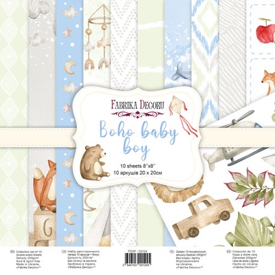 Набір скрап-паперу Boho Baby Baby Boy 20x20см, ТМ Фабрика Декору