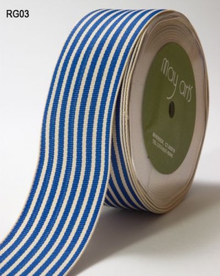 Стрічка Royal Blue/Ivory Stripes, колір блакитний/бежевий, ширина 3,8см, довжина 90 см