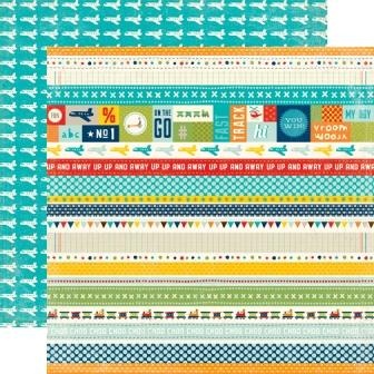Аркуш скрап-паперу Echo Park - Scoot Border Strips - двосторонній, у літаки 30x30 см