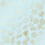 Аркуш одностороннього паперу з фольгуванням Golden Tropical Leaves Blue,ТМ Фабрика Декору