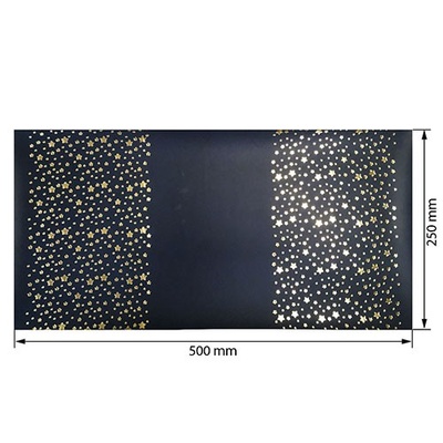 Відріз екошкіри з тисненням золотою фольгою Golden Stars Dark blue, розмір 500мм 250мм, ТМ Фабрика Декору