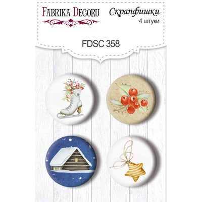Скрап-фішки набір 4шт. Awaiting Christmas 2 #358, ТМ Фабрика Декору