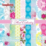Набір паперу для скрапбукінгу від ScrapBerryʼs - Квіткова вишивка, 15x15см, 24 аркуші