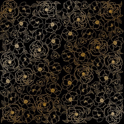 Аркуш одностороннього паперу з фольгуванням Golden Pion Black, ТМ Фабрика Декору