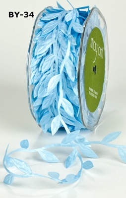 Лента LEAVES, цвет LIGHT BLUE, 90см (дина листика 12 мм)
