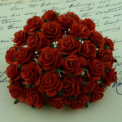 Відкриті троянди, червоний колір, діаметр - 10мм, 10 шт.