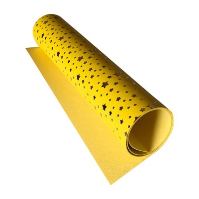 Відріз екошкіри з тисненням золотою фольгою Golden Stars Stars Yellow, 50см х 25см, ТМ Фабрика Декору