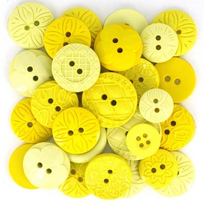Набір декоративних ґудзиків Dress It Up - Yellow, 50шт., розмір від 1 до 1,8 см