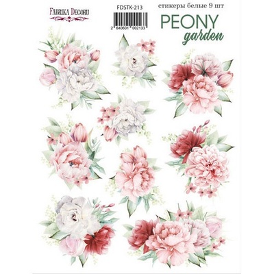 Набір наліпок (стікерів) 9 шт. Peony garden 213, ТМ Фабрика Декору