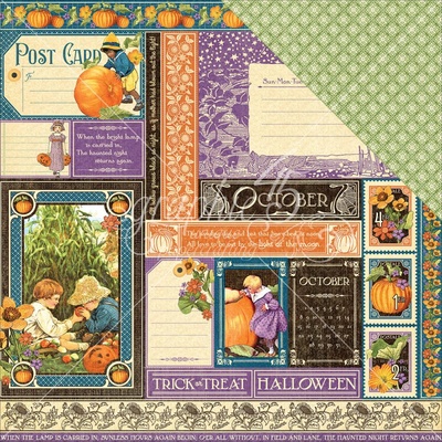 ЦІНУ ЗНИЖЕНО! Аркуш паперу Graphic 45 - October Collection, розмір 30x30 см, двосторонній