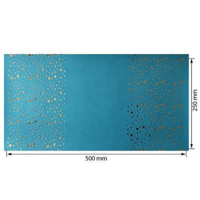 Відріз екошкіри з тисненням золотою фольгою Golden Stars Bright blue, 50см х 25см, ТМ Фабрика Декору