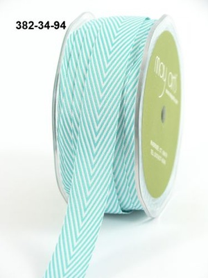 Стрічка Twill and Stripes, колір аквамарин/білий, ширина 1,9 см, довжина 90 см