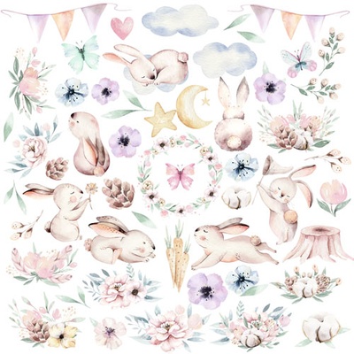 Набір картинок для вирізання Sweet Bunny 20x20,sм, ТМ Фабрика Декору