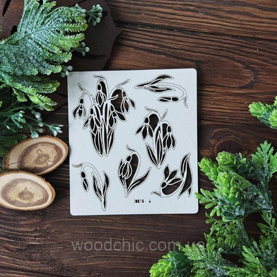 Чіпборд набір підсніжники від WOODchic, розмір від 6 до 8cм