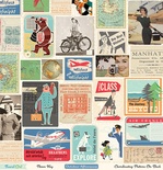 Лист двусторонней скрапбумаги от October Afternoon - Travel Girl  Room Key (A), 30х30 см