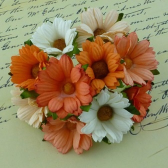 Ромашки, мікс кольорів (персиковий, помаранчевий, білий), 45мм, 5шт.