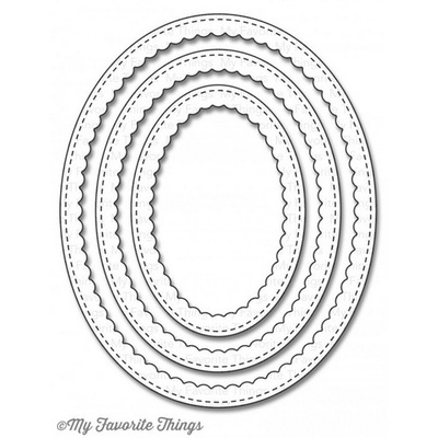 Ніж для вирубки My Favorite Things - Die-namics Stitched Oval Scallop Frames, 3 шт.