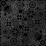 Аркуш одностороннього паперу зі срібним тисненням, дизайн Silver Gears Black, 30,5см х 30,5см, ТМ Фабрика Декору