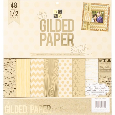 Набір кардстоку DCWV Shimmer Pastels Solid, 30x30 см, 24 аркуші, з золотом