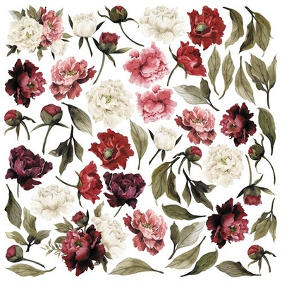 Аркуш з картинками для вирізання Peony passion 30,5x30,5см, ТМ Фабрика Декору (01110F)