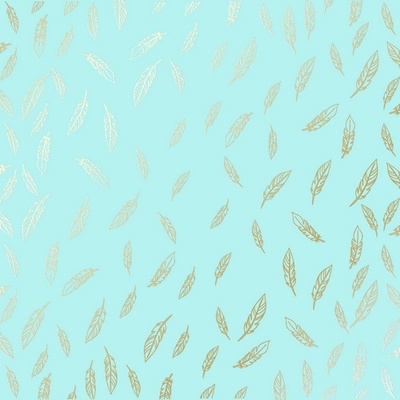 Аркуш одностороннього паперу з фольгуванням Golden Feather Turquoise, TM Фабрика Декору