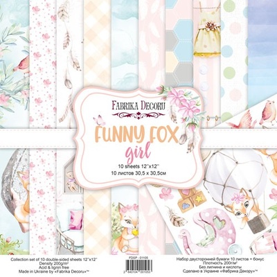 Набір скрап-паперу Funny fox girl 30,5x30,5см 10 аркушів, ТМ Фабрика Декору