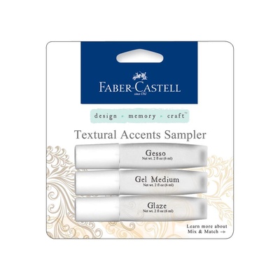 Набір Міні-медіумів від Faber Castell - Mix & Match Textural Accents Sampler - Gesso, Gesso, Gel (очірок, гіссо, гель)