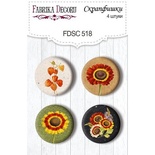 Скрап-фішки набір 4шт. Autumn botanical diary 518, ТМ Фабрика Декору.