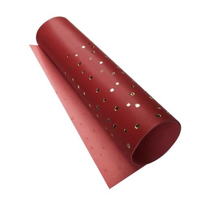 Відріз екошкіри з тисненням золотою фольгою Golden Drops Red 50x25см, ТМ Фабрика Декору